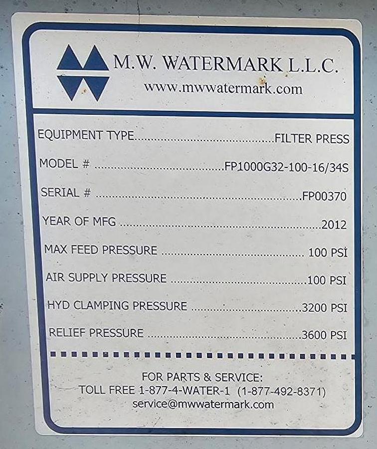 Used [FP-30] : Used 75 Cu Ft Hoesch Brand Filter Press
