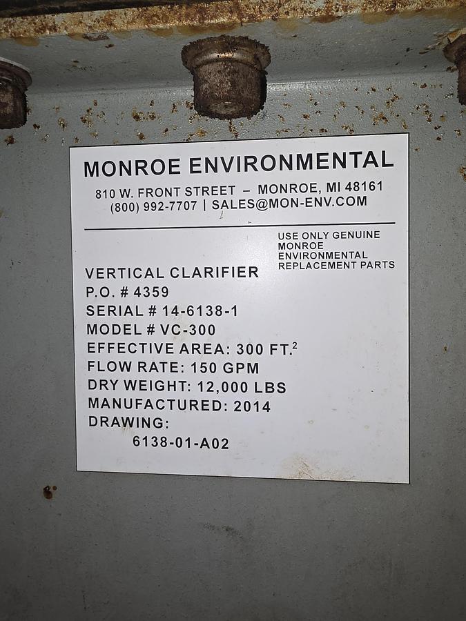 Used [CL-17] 400 GPM STAINLESS STEEL LAMELLA TYPE CLARFIER