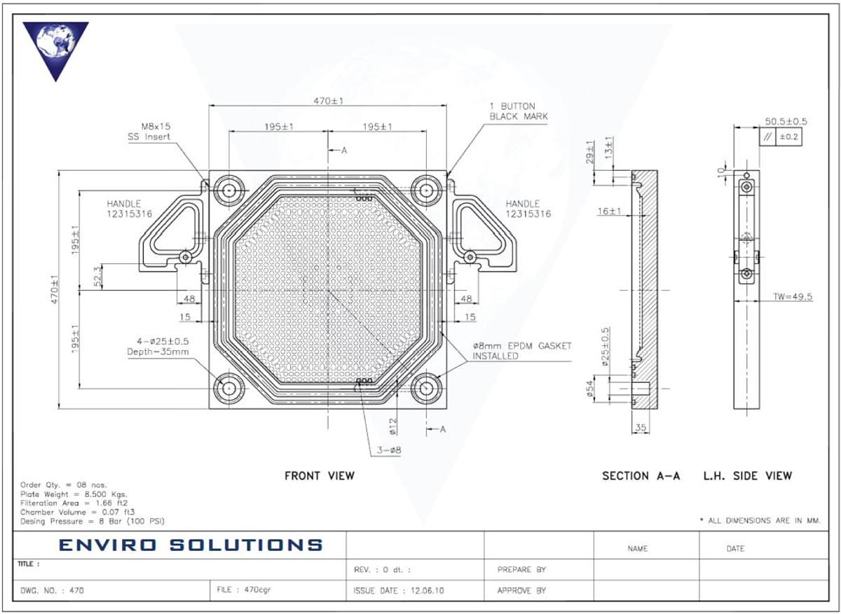 470mm Filter Press Plate; [CGR] Tail Plate