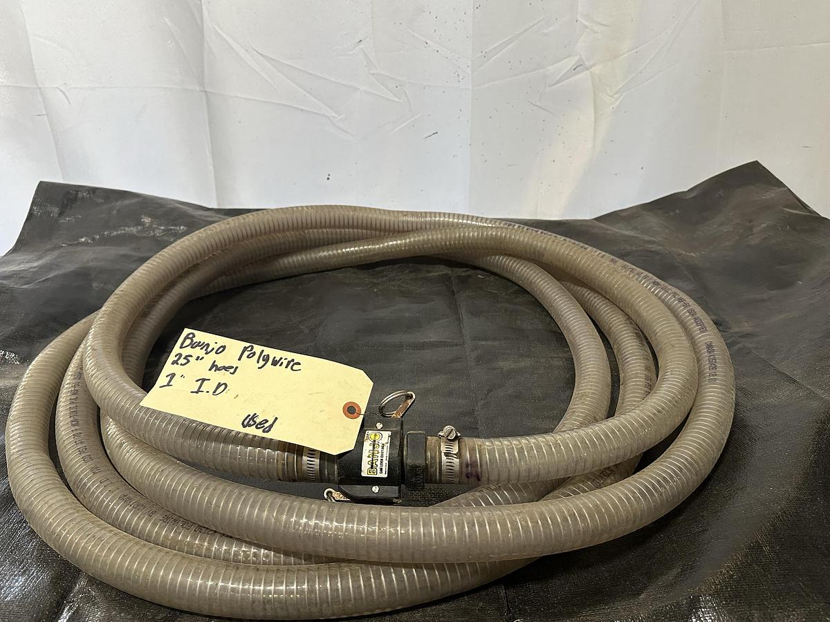 Used 25´(ft) Heavy-Duty Clear PVC Wire-Reinforced Suction & Transfer Hose