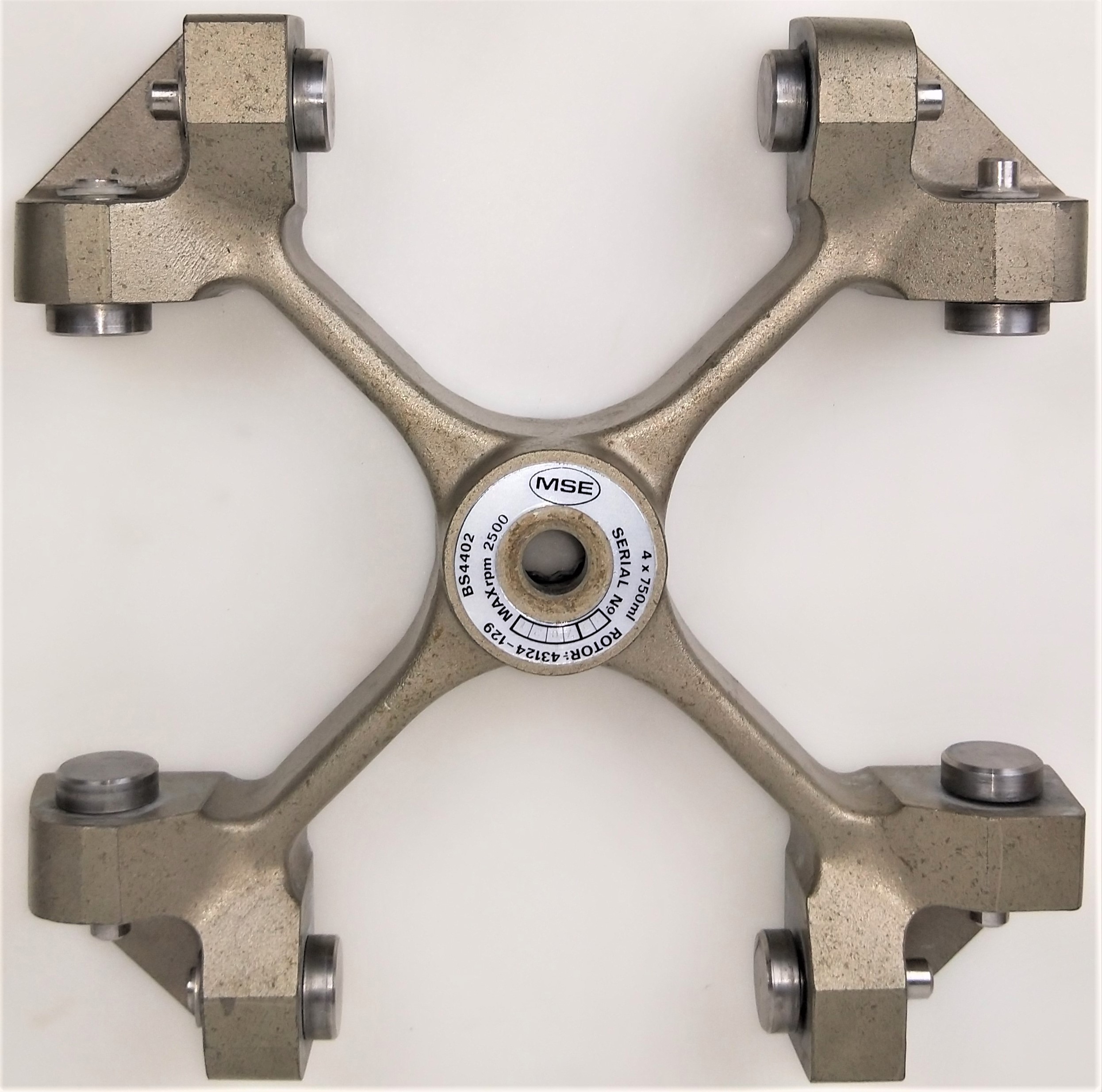 Used MSE 43124-129 (BS4402) Swing-Out Rotor with Sealed Buckets and Inserts - 4 x 750mL