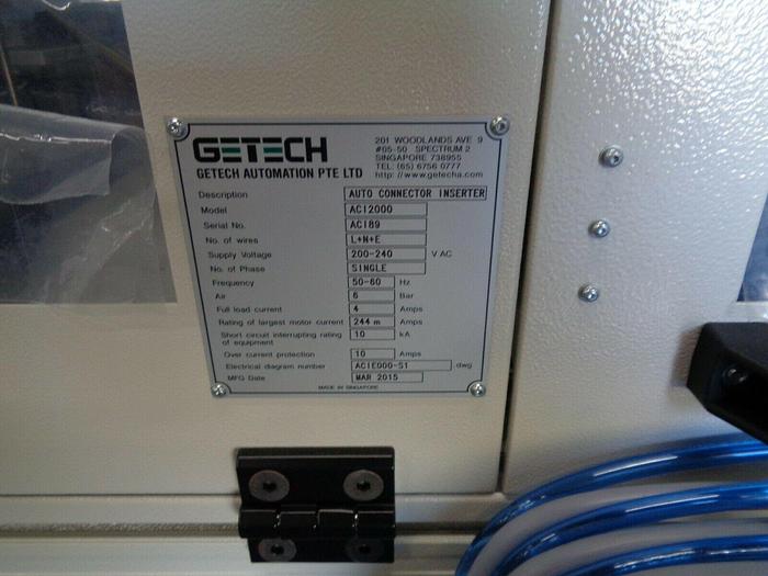 Getech Model ACI2000 Automatic Connector Insertion Machine 200-240V "Never Used"
