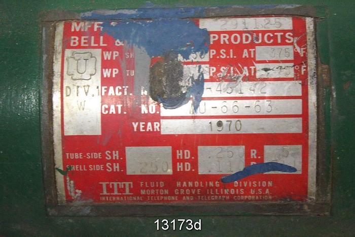 Used Itt WV-66-63 Heat Exchanger, 6" Dia X 6 Ft. Long, Shell And Tube #13173