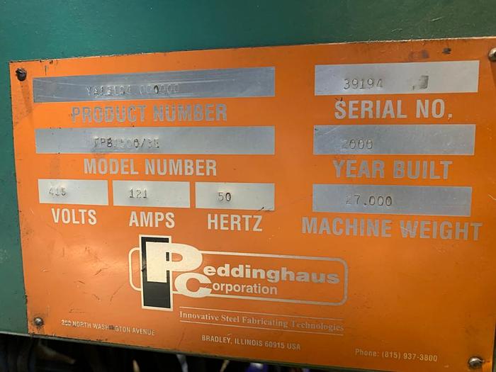 Used 2000 Peddinghaus FPB 1500/3E CNC Plate Line