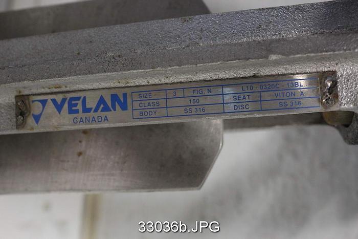 Used Velan 3" Hand Operated Knife Gate Valve #33036