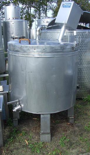 Used Boiler with an electric heater and a stirrer, capacity 300l, insulated and clad with stainless steel