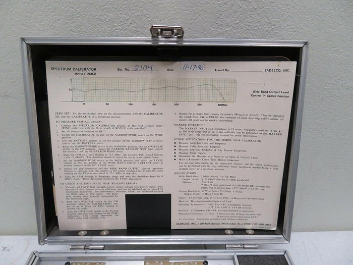 Used Sadelco 260-B Spectrum Calibrator Continuous VHF Reference Signal Source