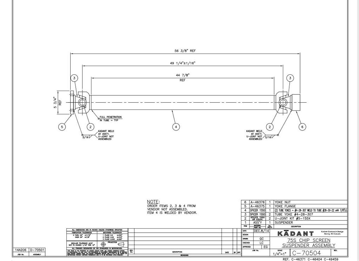 Used 2015 Kadant Carmanaugh 7 x 14 Chip Screen 75S