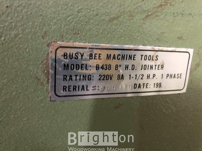 Used 1990 Busy Bee B438 Used 8" Jointer