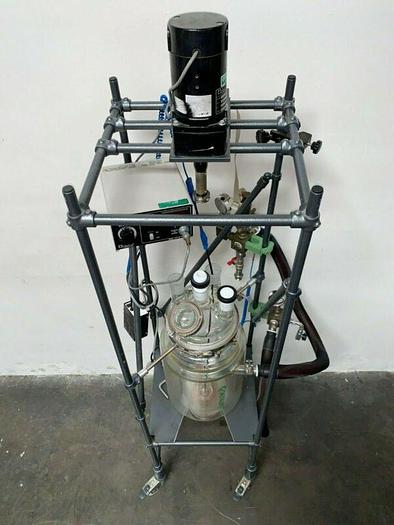 Used Chemglass 20 Liter Jacketed Glass Reactor w/ Chemglass Digital Overhead Stirrer