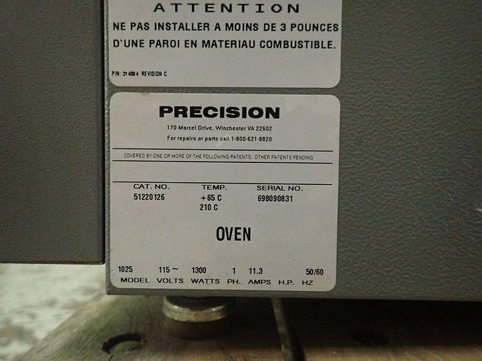 Used Precision 51220126 Model 1025 Econotherm Laboratory Oven