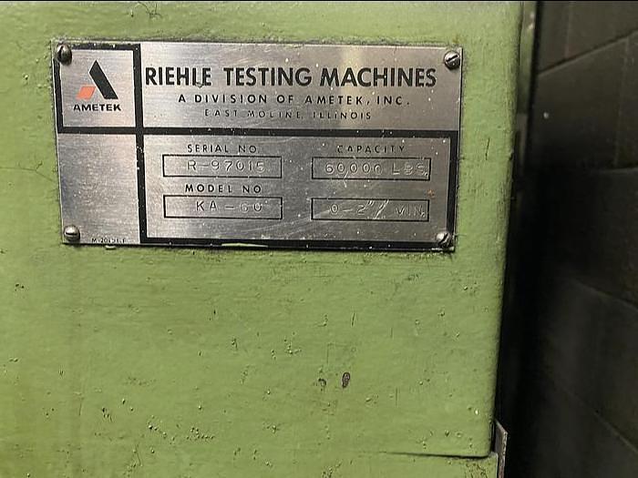 Used RIEHLE HYDRAULIC TENSION & COMPRESSION TESTING MACHINE