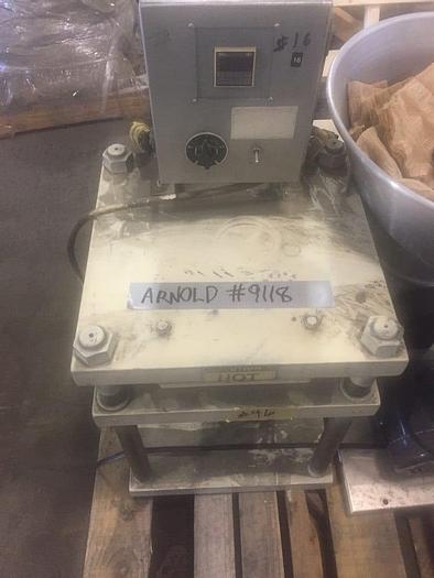 Used 9″ X 9″ UP ACTING 4-POST HYDRAULIC PRESS WITH HEATED PLATENS (#9118)