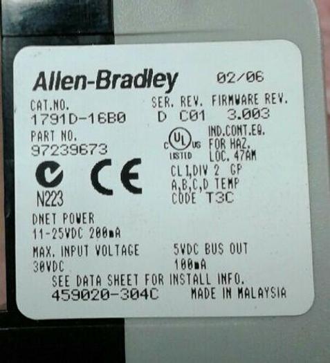 Used Allen Bradley 1791D-16B0
