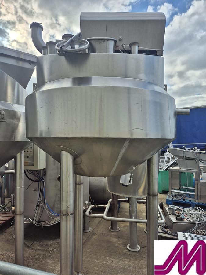 Used S & W process Eng 700 Litre Stainless Steel Jacketed Hemispherical Pan with Scrape Wall Agitator