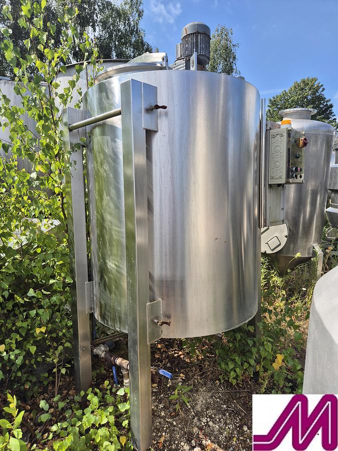 Used Schenk 1,000 Litre Stainless Steel Mix Tank with Heating Coil