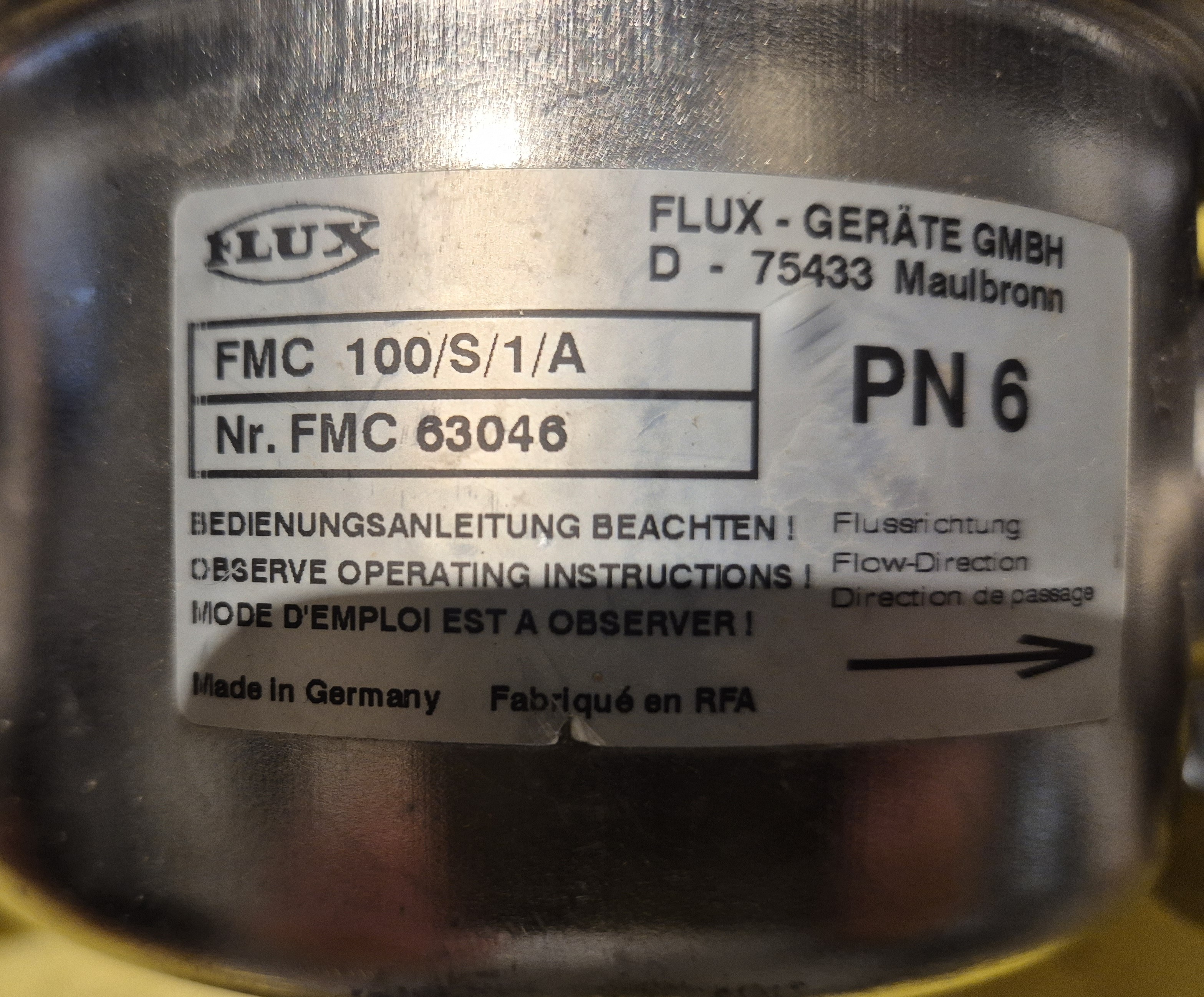 Used Flux  FMC 100/S/1/A Atex Rated Flow Meter