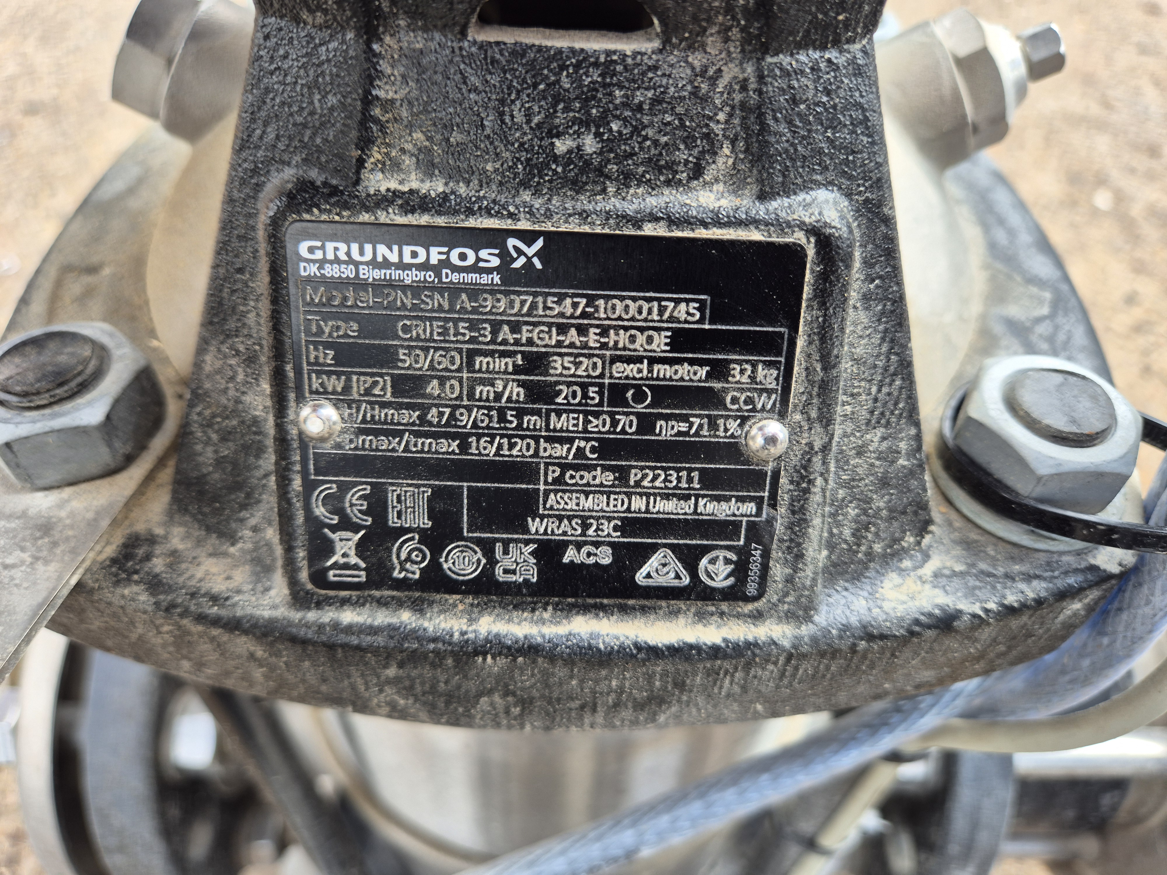 Used Grundfos Twin Pump Water Pump Set