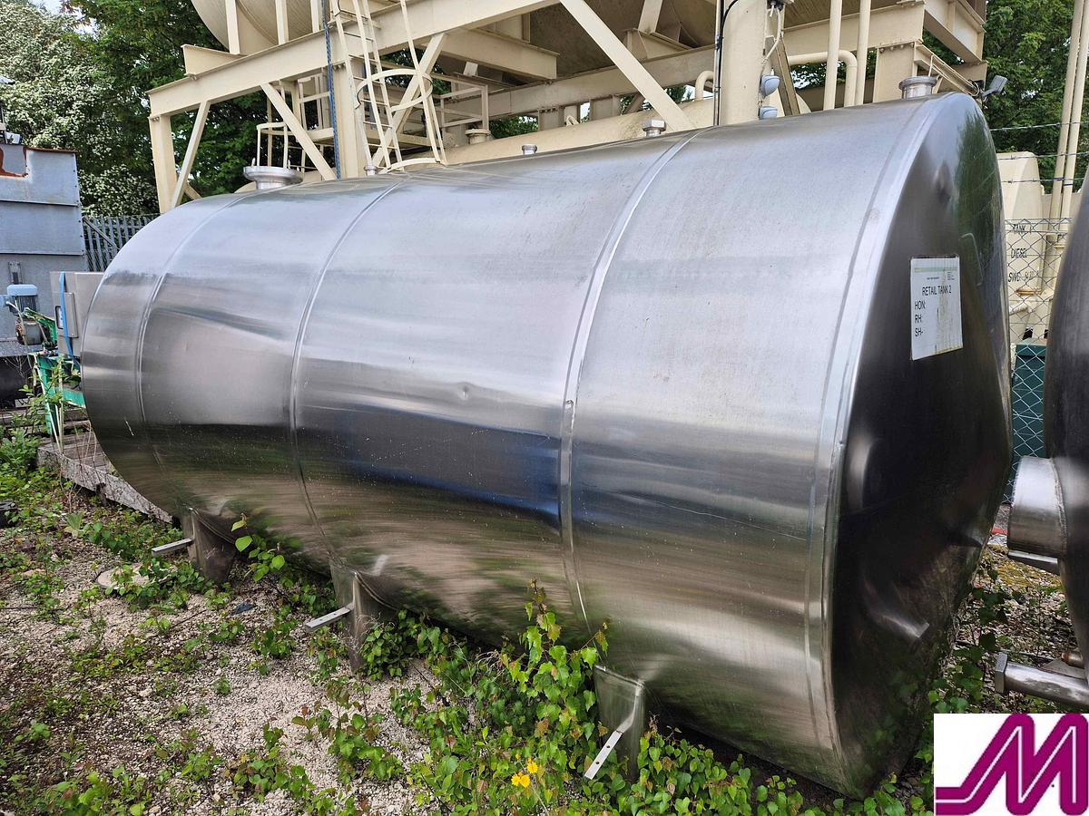 Used 9,000 Litre Stainless Steel Insulated & Agitated Horizontal Tank