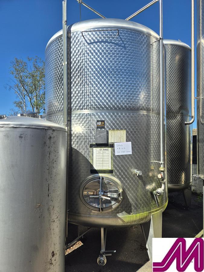 Used 2011 Moeschle 8,950 Litre Stainless Steel Single Skin Conditioning Tank