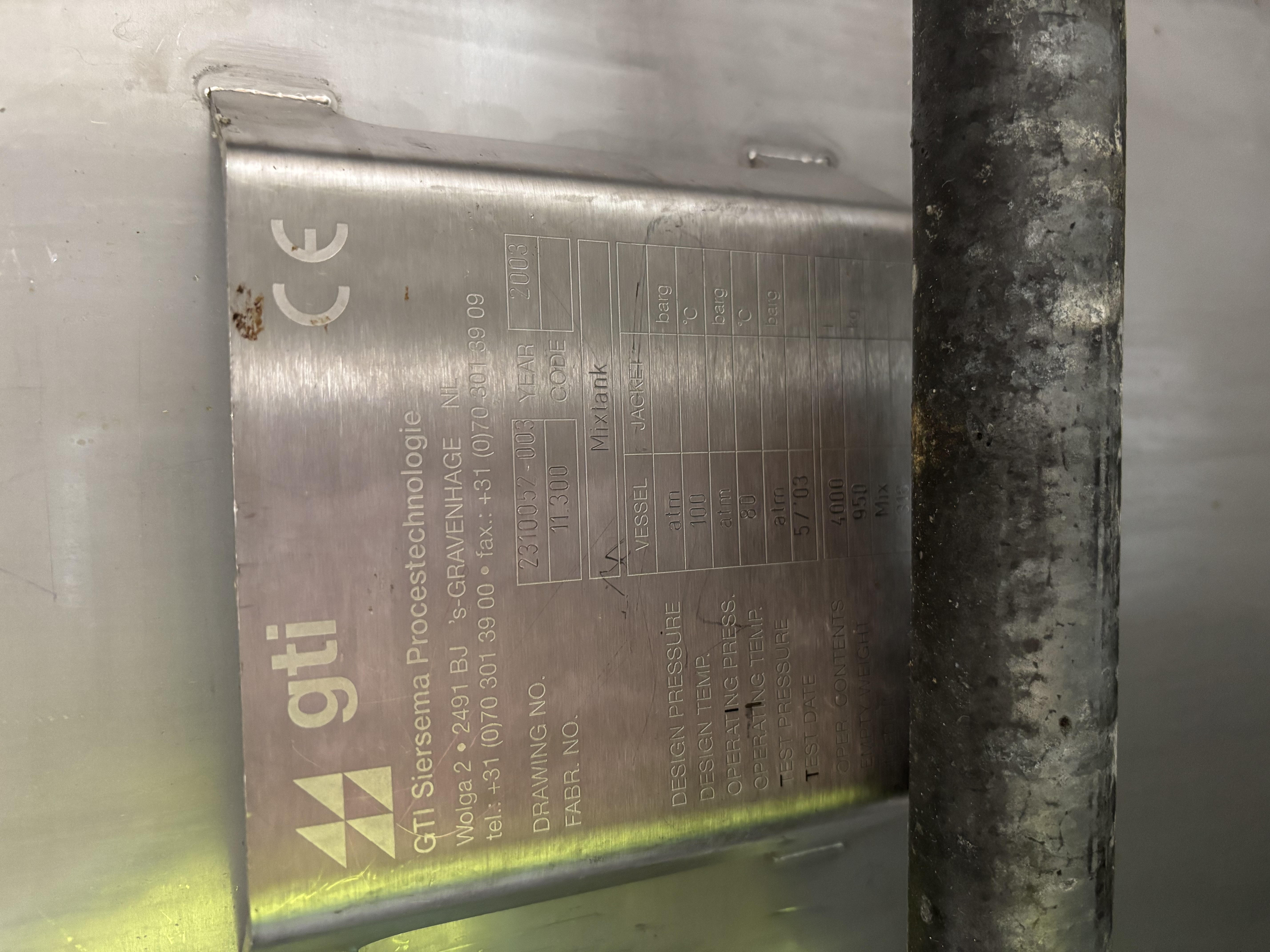 Used 2003 GTI  4,000 Litre Insulated Mix Tank on Load Cells