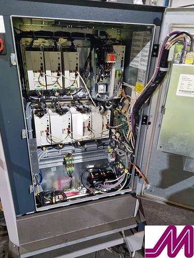 Used 2008 KHS Glass Bottle Palletiser with high level infeed conveyor Kuka KR40PA Robot & Robopac Helix Pallet Wrapper PBL1NRG1