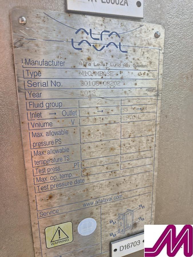Used 2013 Alfa Laval M10-MBASE Plate Heat Exchanger