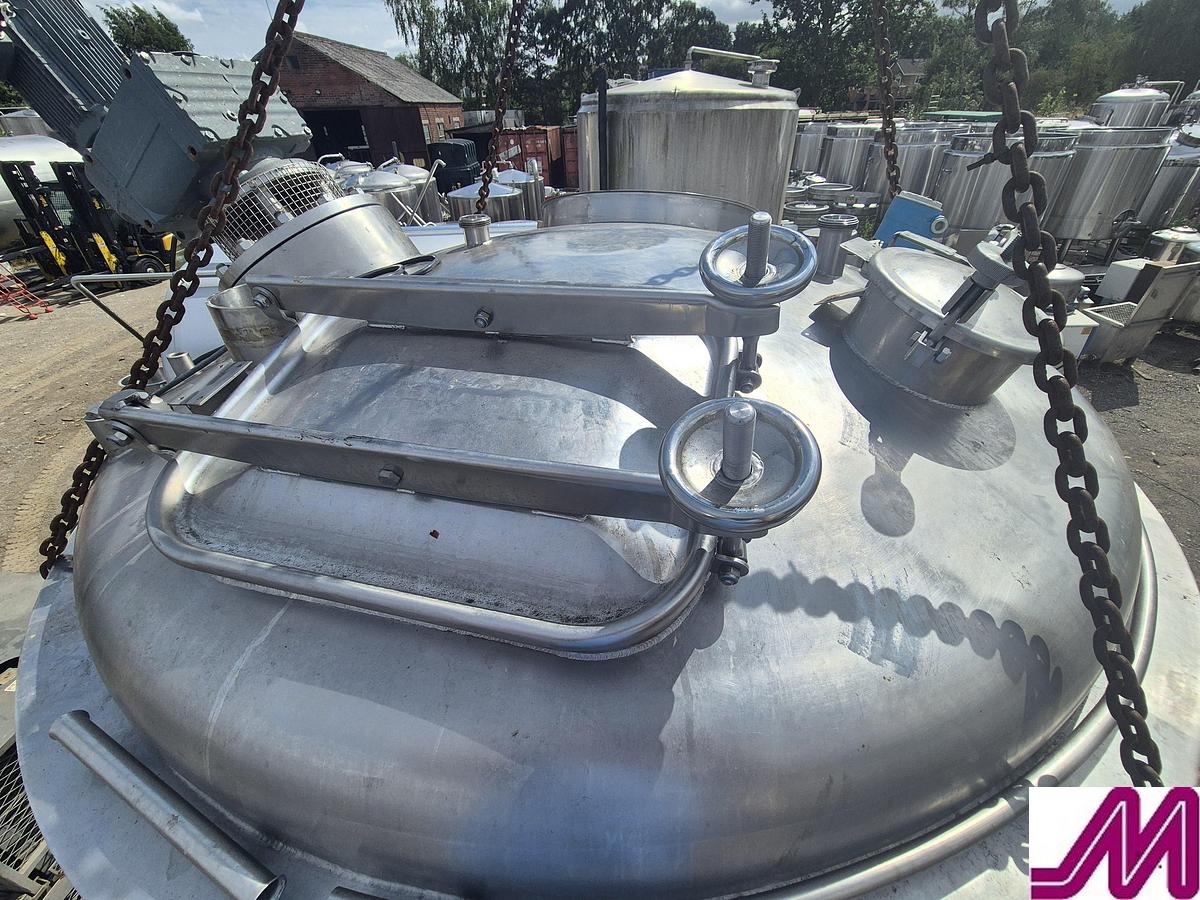 Used 2004 Musk 2,000 Litre Stainless Steel Hemispherical Cooking Pan with Steam Jacket & Agitator