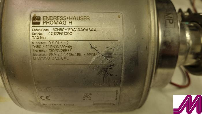 Used Endress & Hauser Promag 50H50 2" Stainless Steel Flow meter with Display