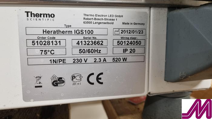 Used 2012 Thermo Scientific Heratherm IGS100 Incubator