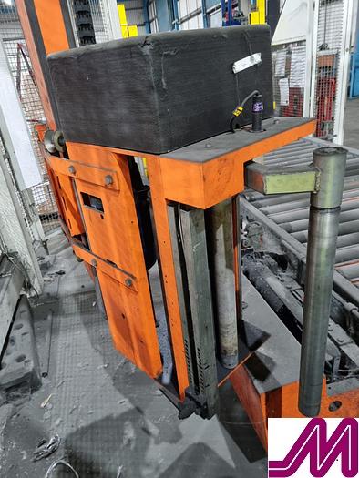 Used 2008 KHS Glass Bottle Palletiser with high level infeed conveyor Kuka KR40PA Robot & Robopac Helix Pallet Wrapper PBL1NRG1