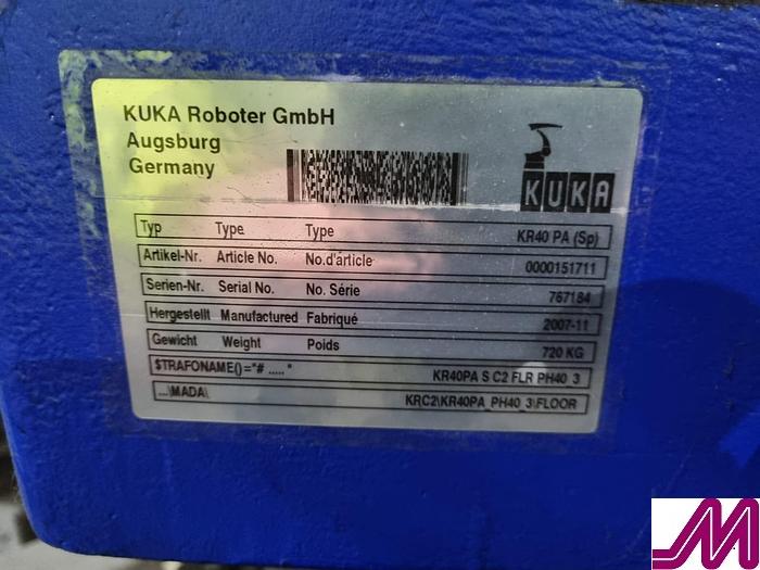 Used 2008 KHS Glass Bottle Palletiser with high level infeed conveyor Kuka KR40PA Robot & Robopac Helix Pallet Wrapper PBL1NRG1