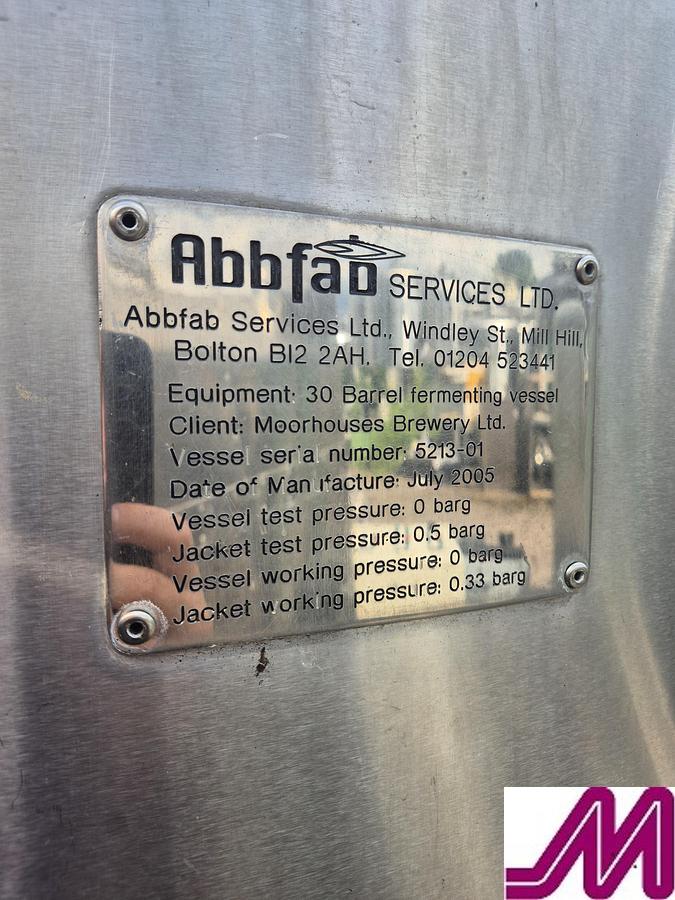 Used 2005 Abbfab Services Ltd 4,000 Litre Stainless Steel Jacketed Tank