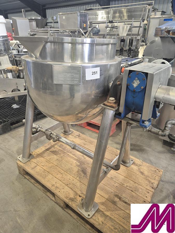 Used Skerman 200 Litre Stainless Steel Jacketed Hemispherical Pan
