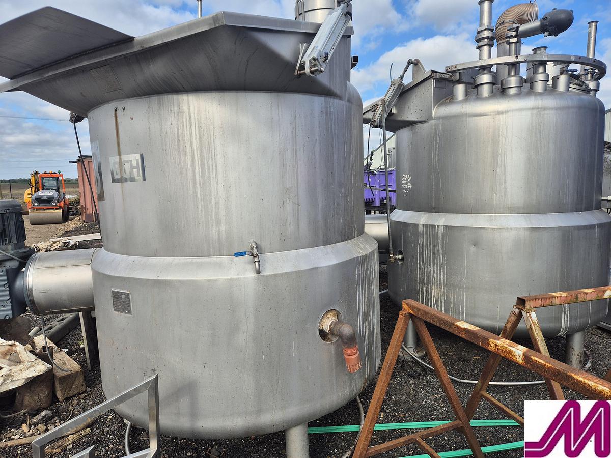 Used BCH 2,000 Litre Jacketed Cooking Vessel with Over Scrape Wall Agiator