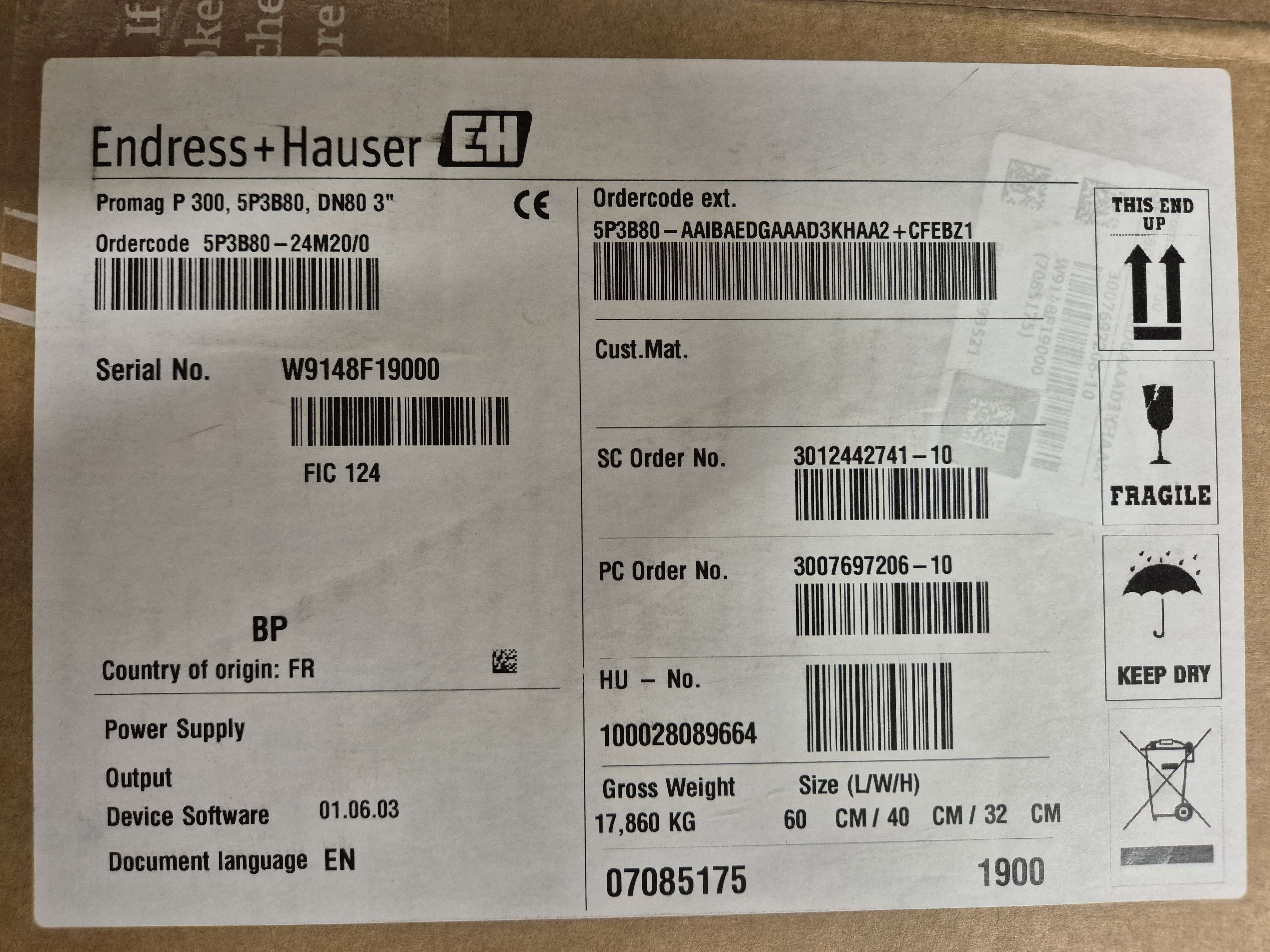Used 2024 Endress & Hauser Promag P300 DN 80 Unused