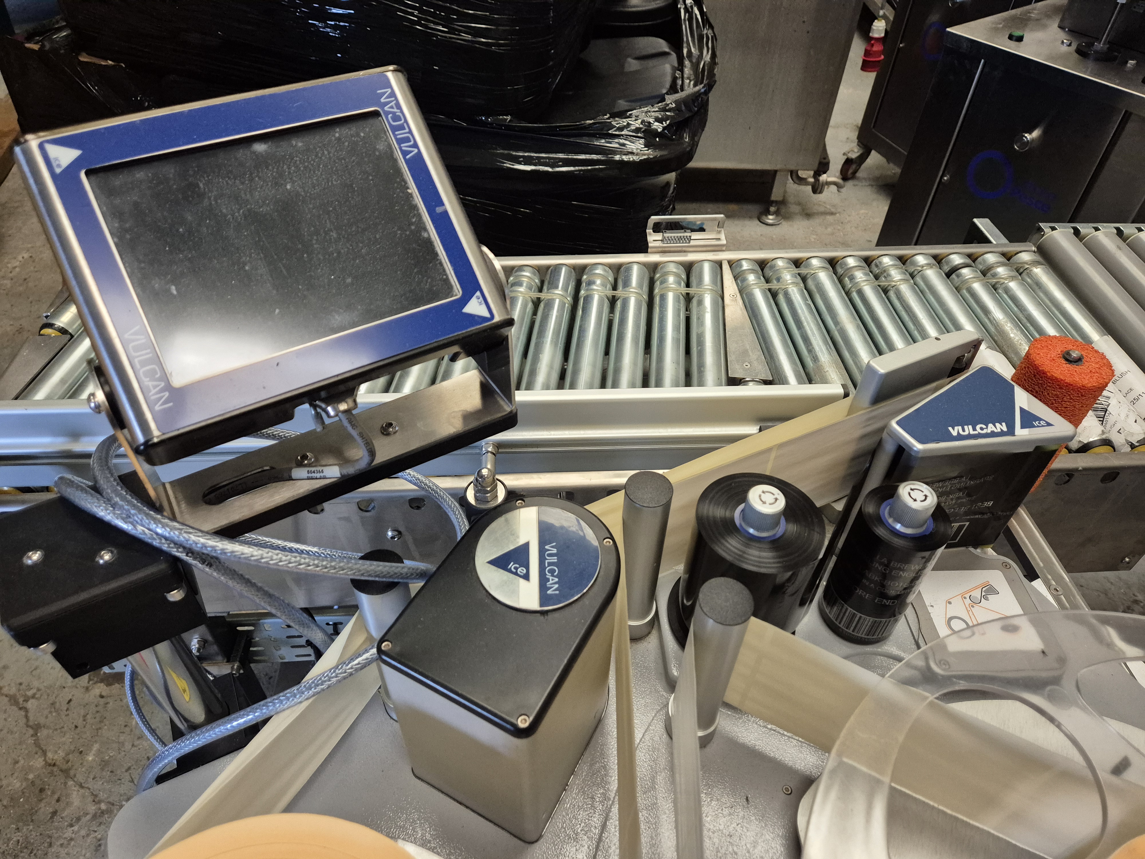 Used 2022 Vulcan  Automatic Print & Apply Thermal Box Labeller with Conveyor