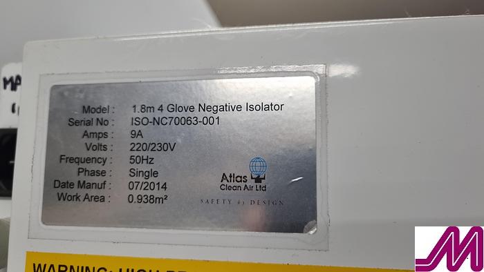 Used 2014 GEA Hilge 1.8m 4 Glove Negative Isolator
