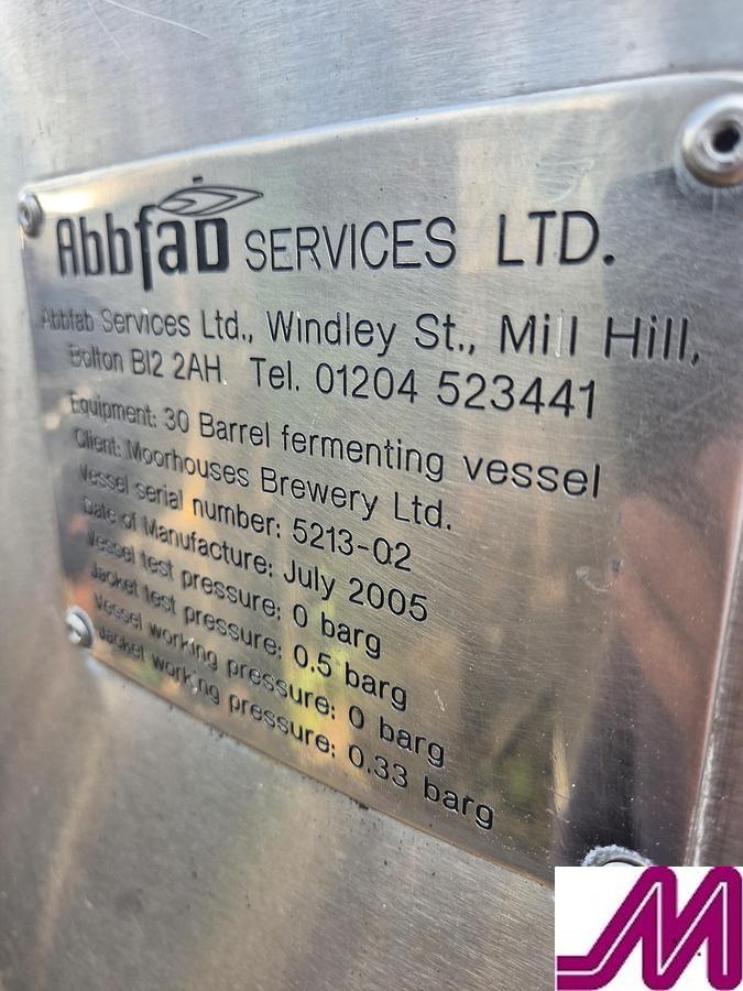Used 2005 Abbfab Services Ltd 4,000 Litre Stainless Steel Jacketed Tank
