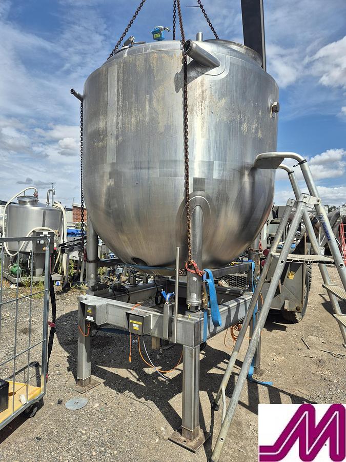 Used 2004 Musk 2,000 Litre Stainless Steel Hemispherical Cooking Pan with Steam Jacket & Agitator