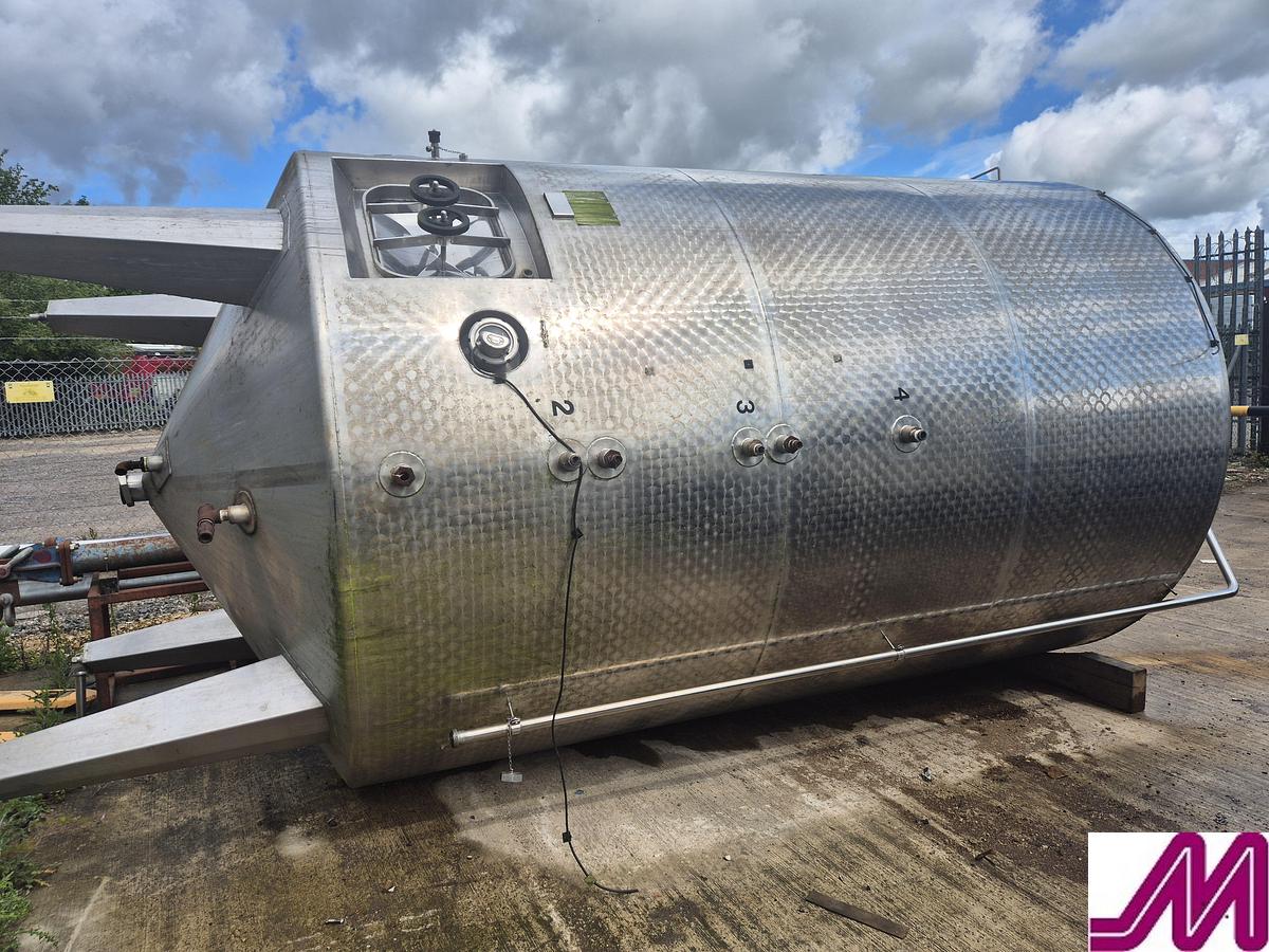 Used 2001 Moeschle 12,350 Litre Stainless Steel Jacketed Tank