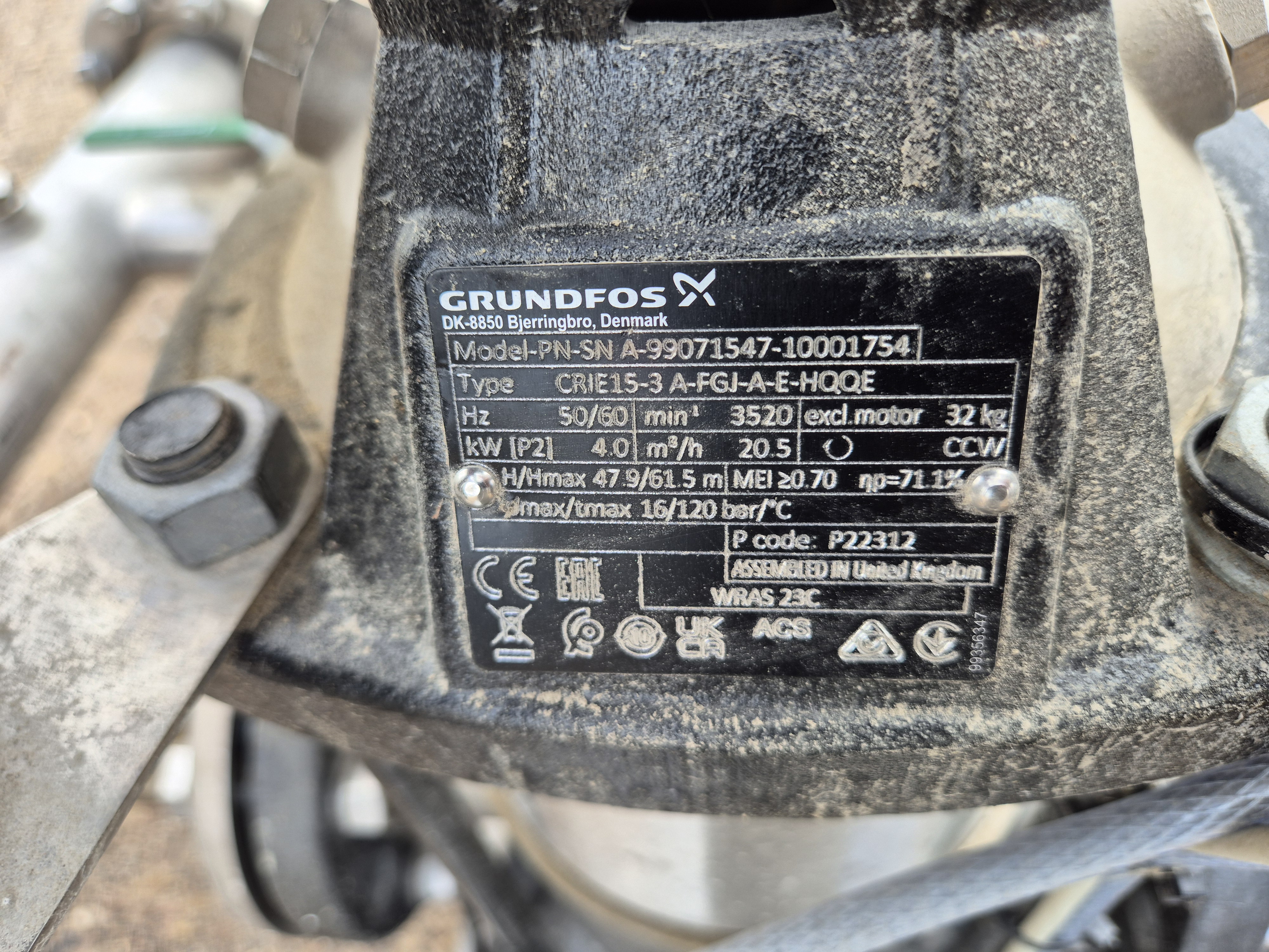 Used Grundfos Twin Pump Water Pump Set