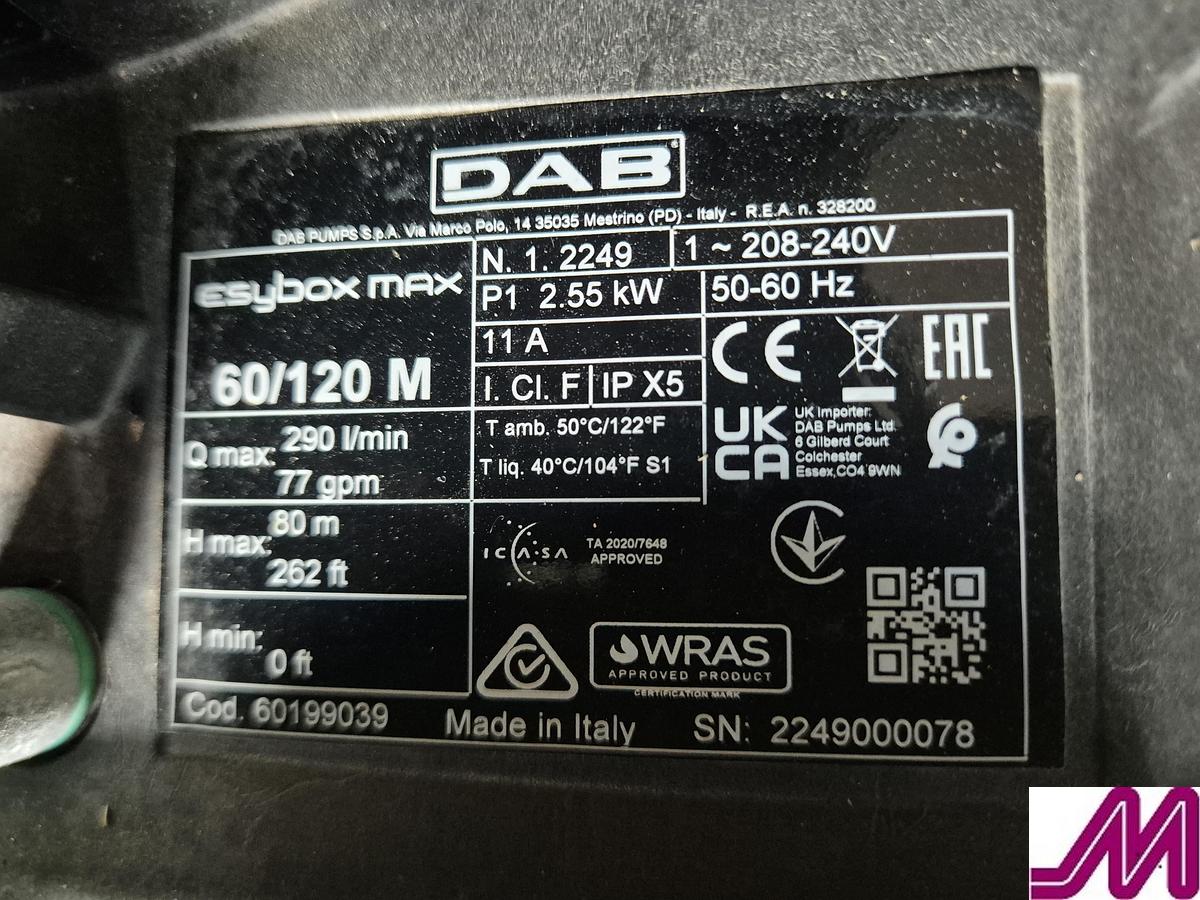 Used DAB DAB Esybox MAX 60-120M Booster Pump 230v 60199039