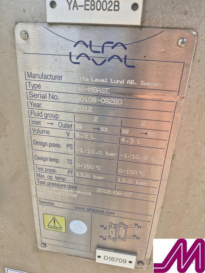 large watermarked used 2012 alfa laval m10 mbase plate heat exchanger