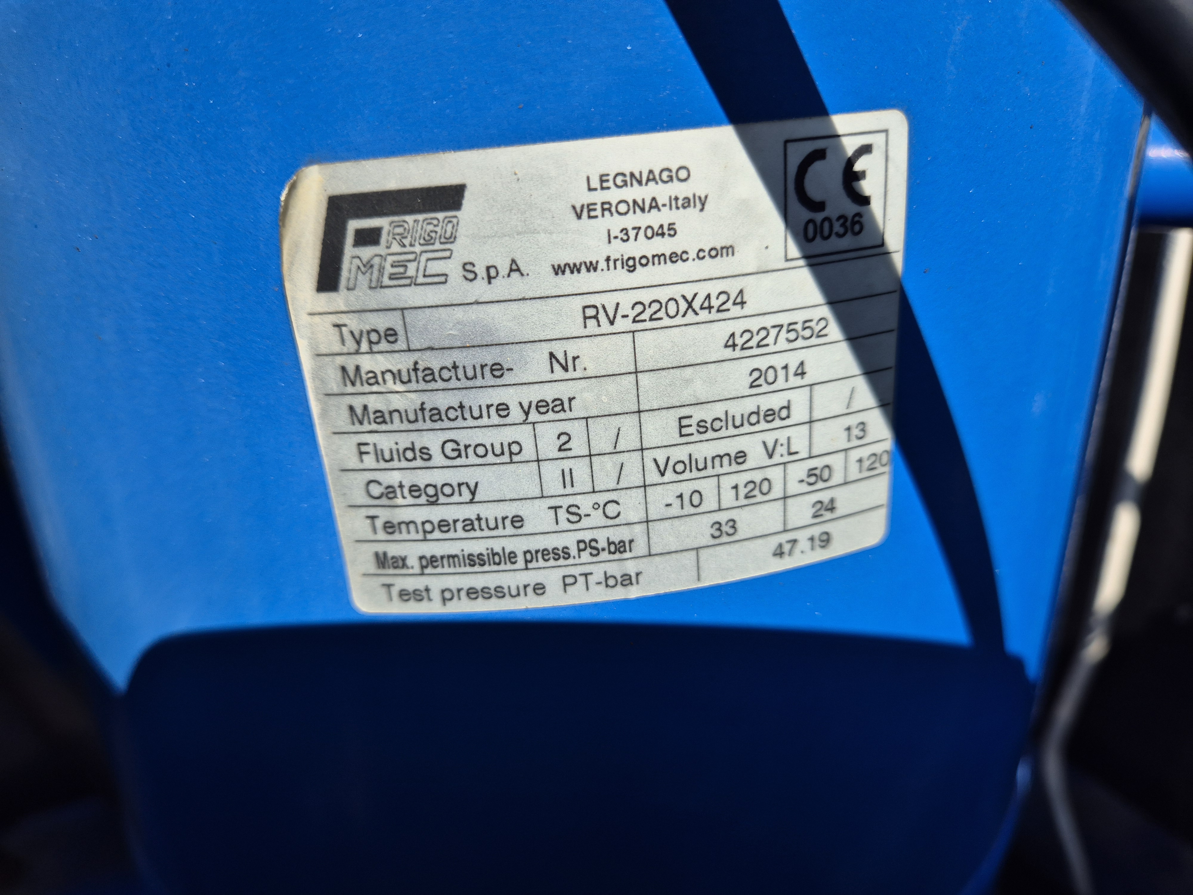 Used 2014 Legnago RV-220X424 Refrigeration Chiller