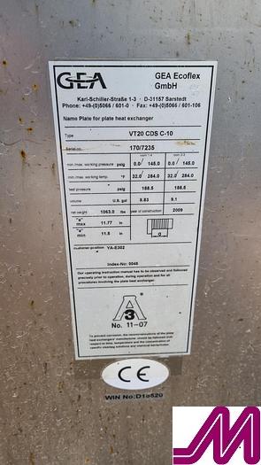 Used GEA VT20 CDS C10 Heat Exchanger