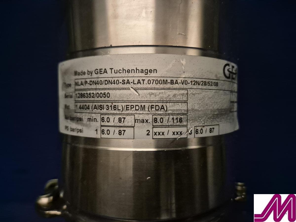GEA Tuchenhagen NLA/P-DN40 Hygienic Control Valve