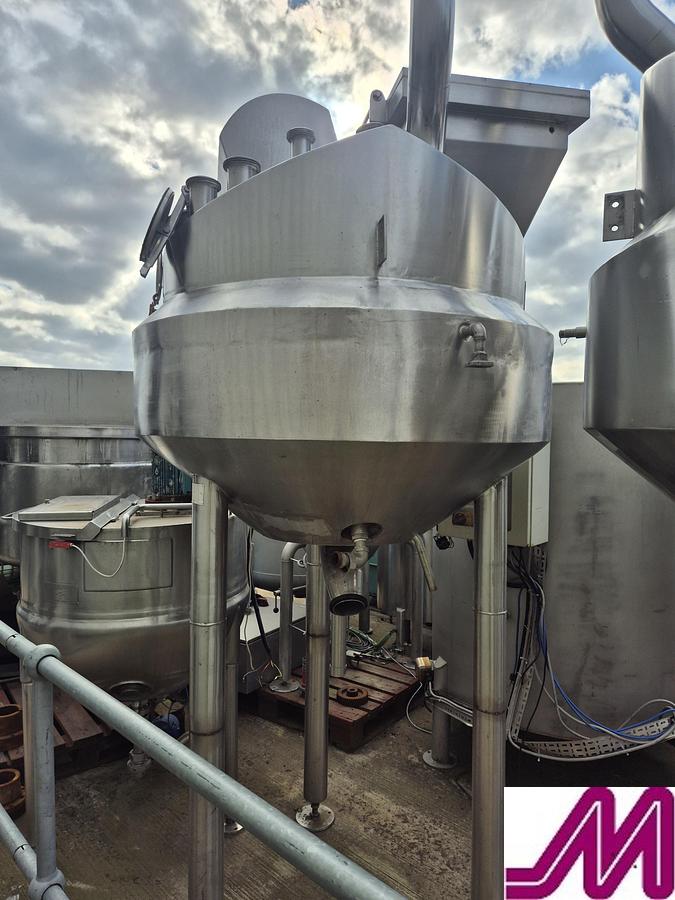 Used S & W process Eng 700 Litre Stainless Steel Jacketed Hemispherical Pan with Scrape Wall Agitator