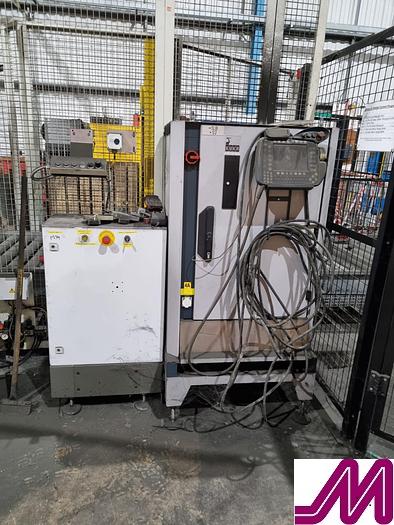 Used 2008 KHS Glass Bottle Palletiser with high level infeed conveyor Kuka KR40PA Robot & Robopac Helix Pallet Wrapper PBL1NRG1