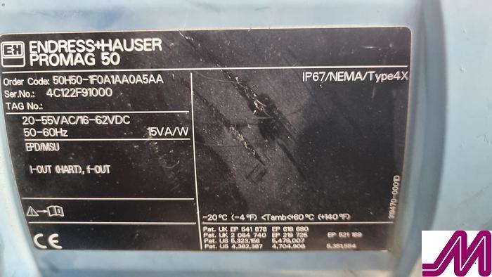 Used Endress & Hauser Promag 50H50 2" Stainless Steel Flow meter with Display